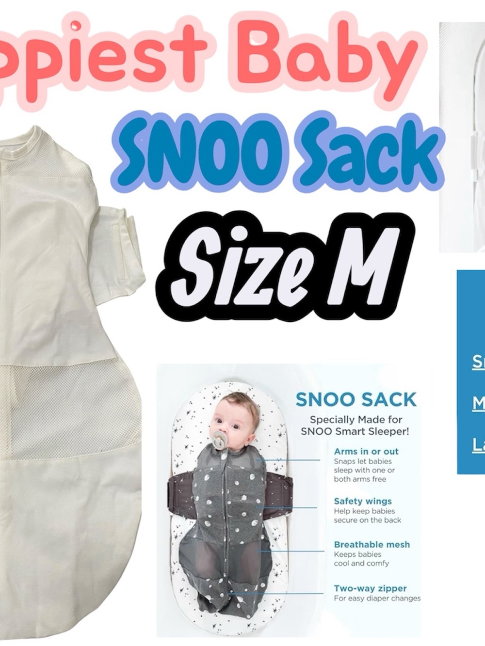 Happiest Baby SNOO Sack Size M - Cream Sleep Sack